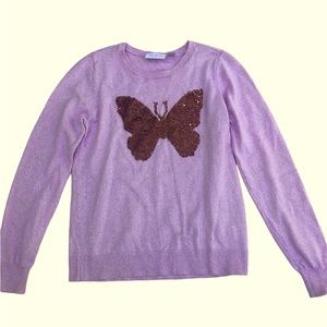 Girl’s Pink Sequin Butterfly Sweater Size L